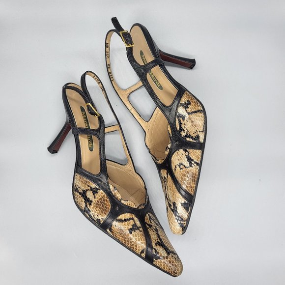 Mario Nardi Snakeskin Print Slingback Pumps - Picture 5 of 15